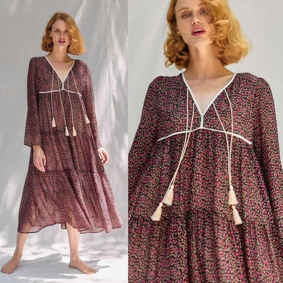 Christy Dawn Dresses & Skirts - Christy Dawn The Paloma Midi Dress Pink Comfrey Ditsy Floral Printed Flowy Large